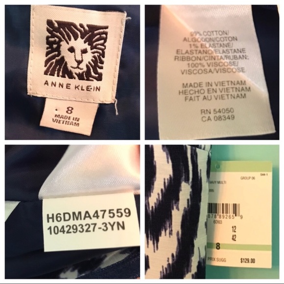 NWT Anne Klein Blue Ikat Sheath Dress Size 8 - Picture 5 of 5